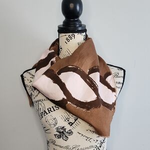 Balenciaga Brown and Light Pink Graphic Silk Scarf